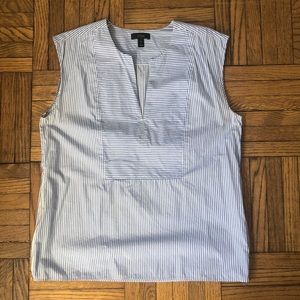 J. Crew Blue and White Striped Sleeveless Top with Zippers at Sides, Size 10